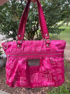 Y2K Coach Poppy Storypatch Hot Pink/Metallic Glam Tote 15301 Limited Edition